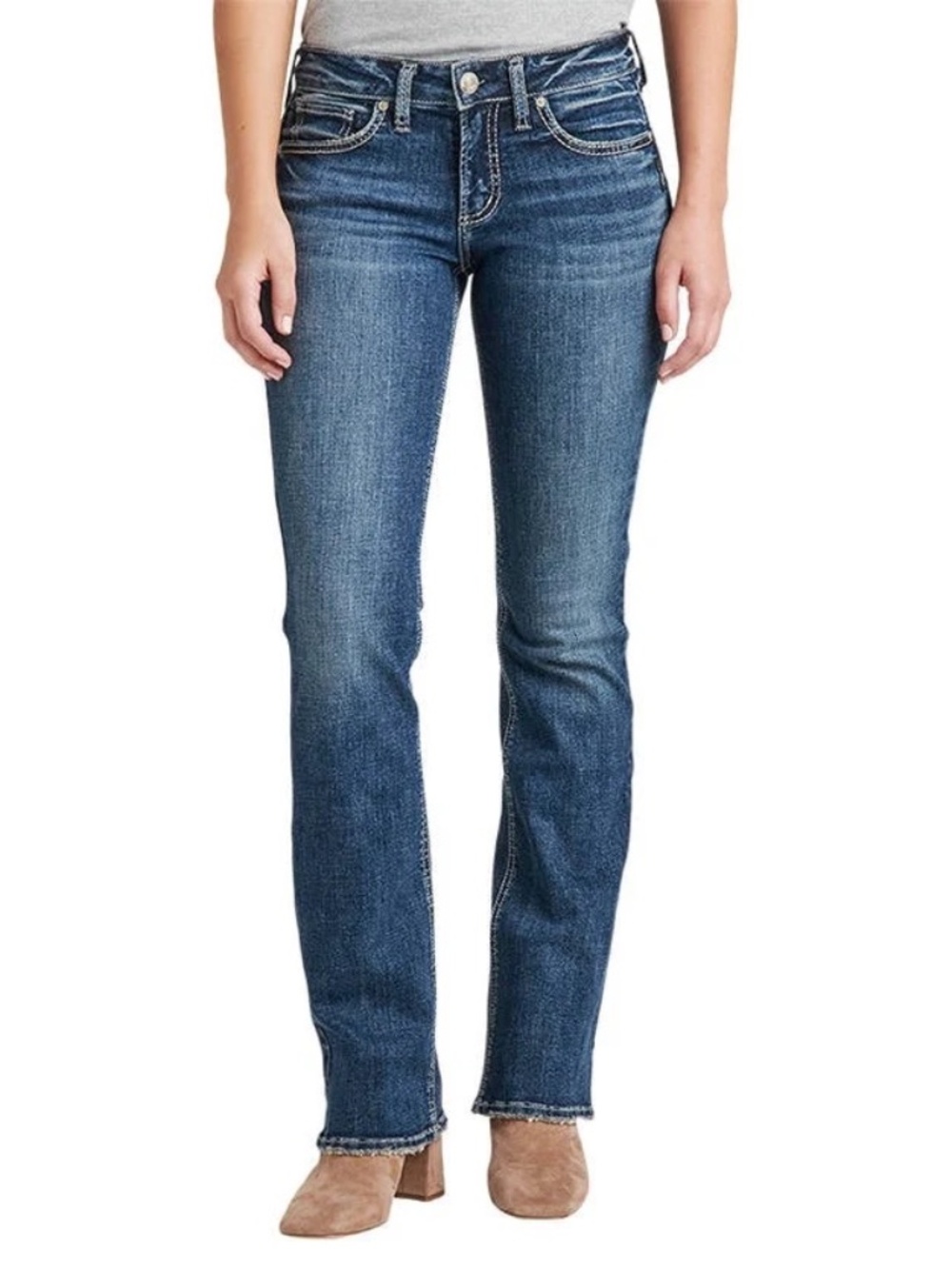 Silver Jeans Co. Women's Britt Low Rise Curvy Fit Slim Bootcut Jeans, S-32/32